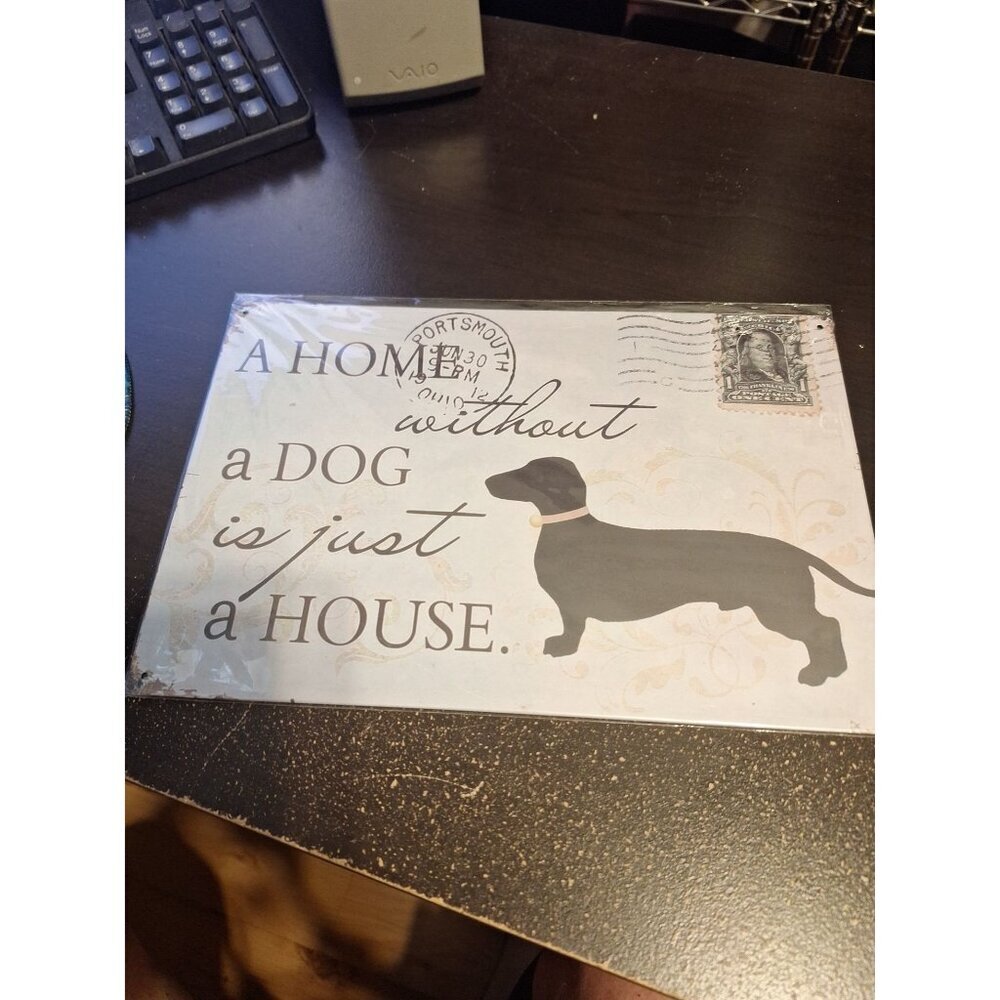 A Home Without a Dog Is Just a House Metal Tin Sign 8" x 12" Dog Lover Decor